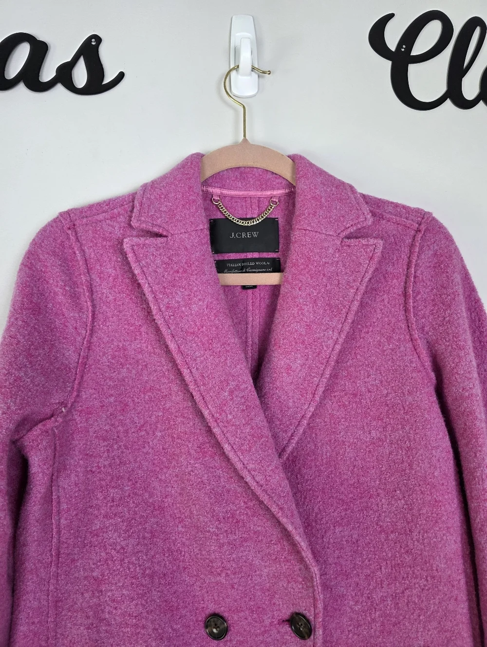 J. Crew Bright Pink Daphne Italian Boiled Wool Coat Size 0 - Picture 5 of 11